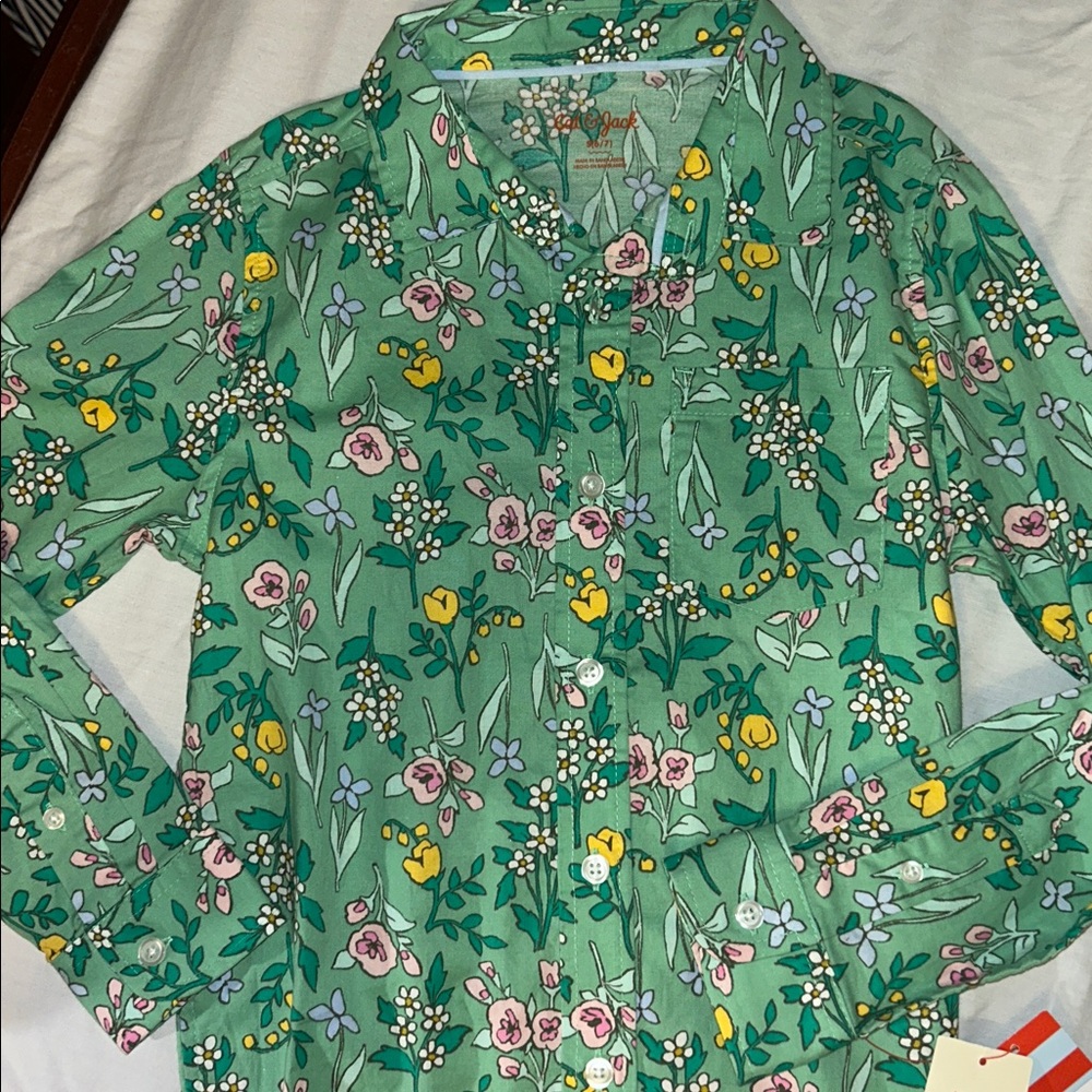 Floral Spring Button Up Long Sleeve Top Cat & Jack 6/7 NWT